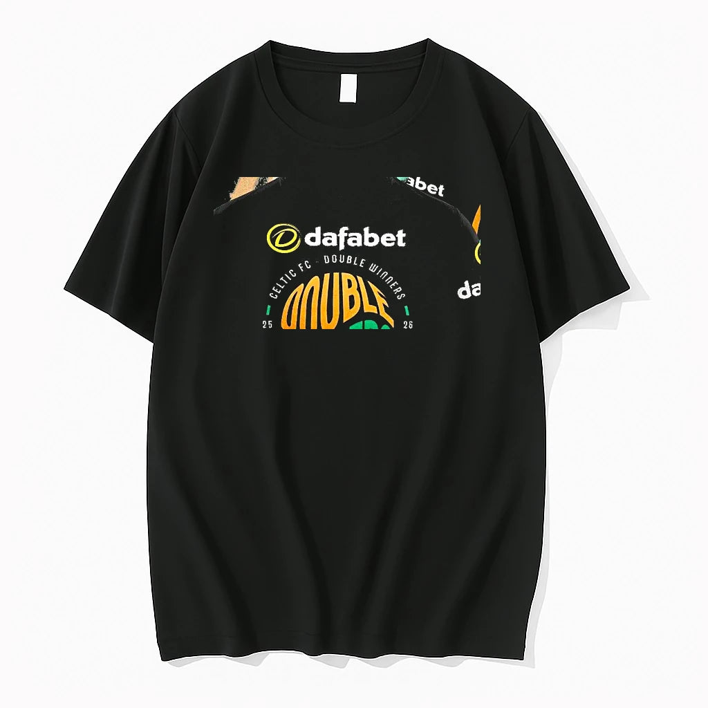 Officials Celtic Fc 2025 2026 Double Winners 2 Sides Copy Premium T Shirt