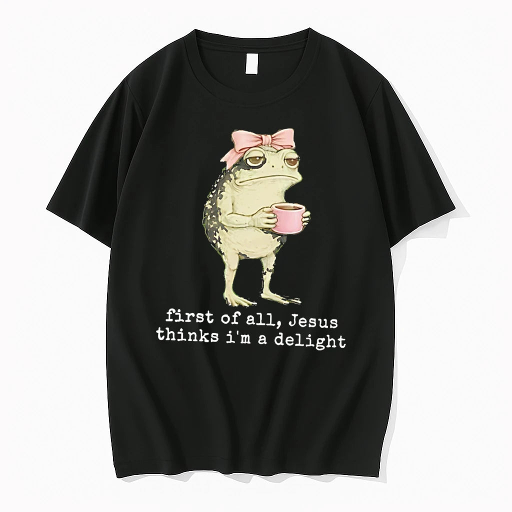 Officials Christian Frog First Of All Jesus Think Im A Delight Tee
