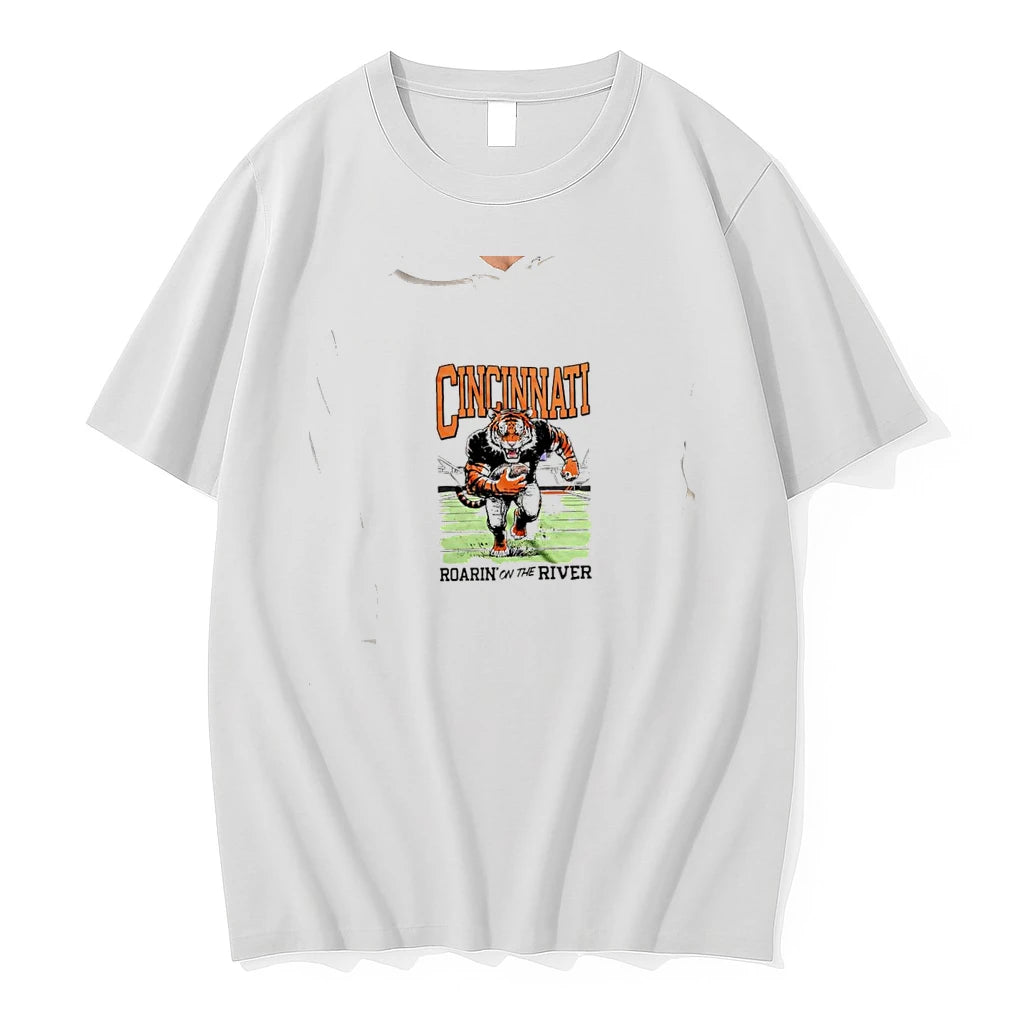 Officials Cincinnati Bengals Roarin On The River Tiger Mascot Premium T Shirt