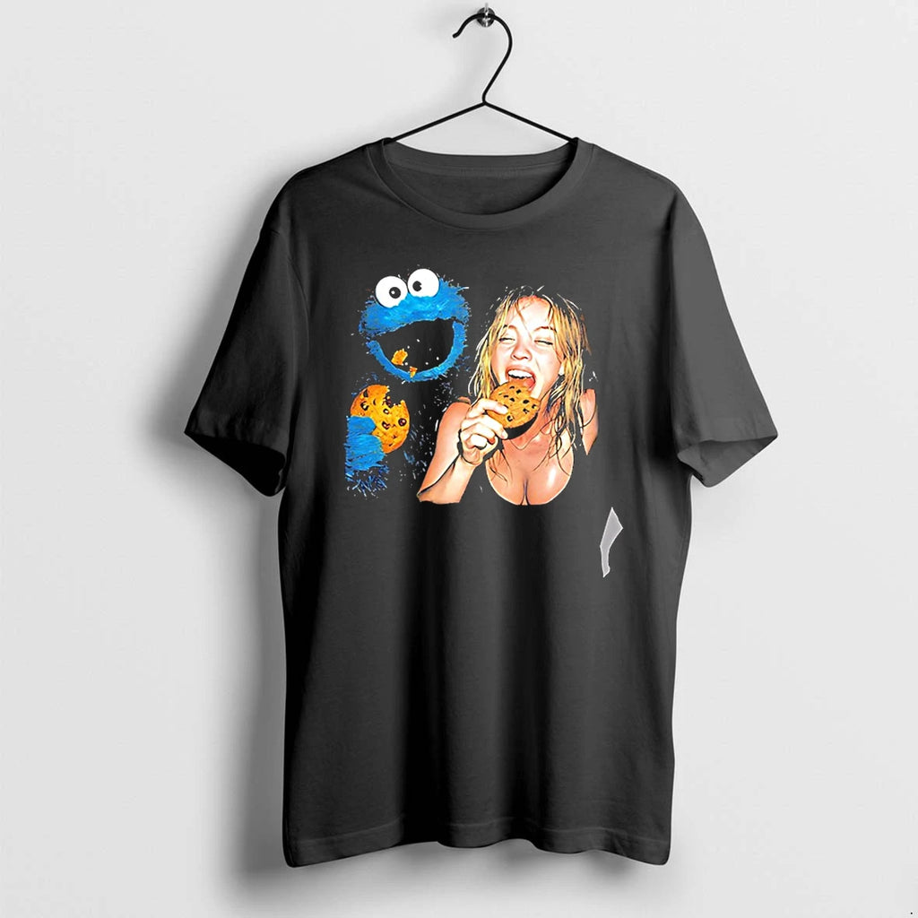 Officials Cookie Monster Sydney Sweeney Eating A Chocolate Chip Cookie Meme Premium T Shirt