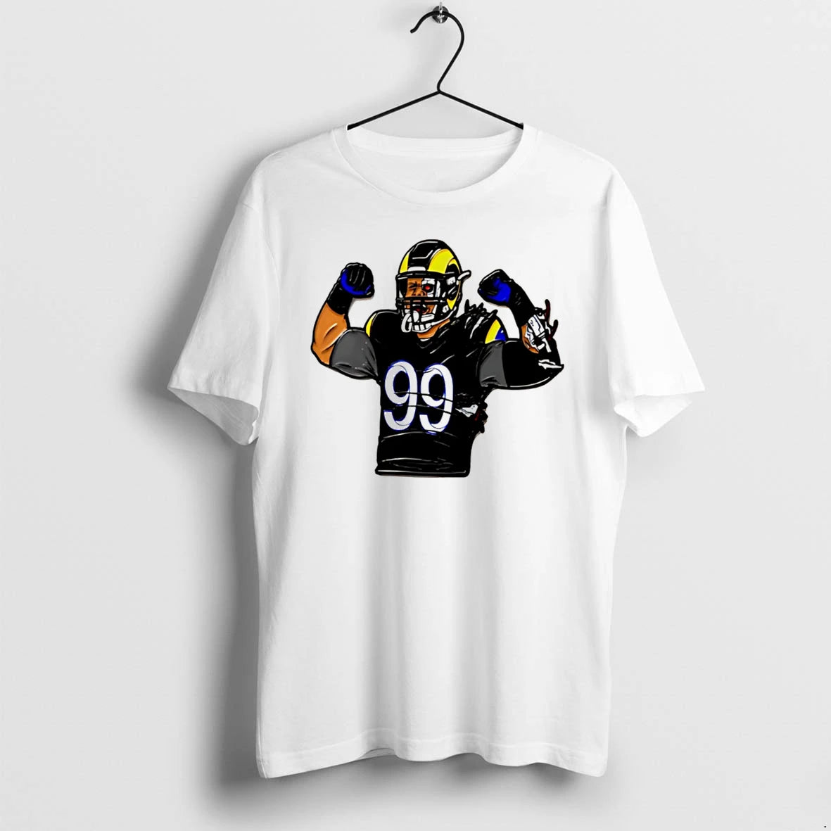 Officials Cyber Beast 99 Los Angeles Rams Football Cyborg Player Tee Premium T Shirt