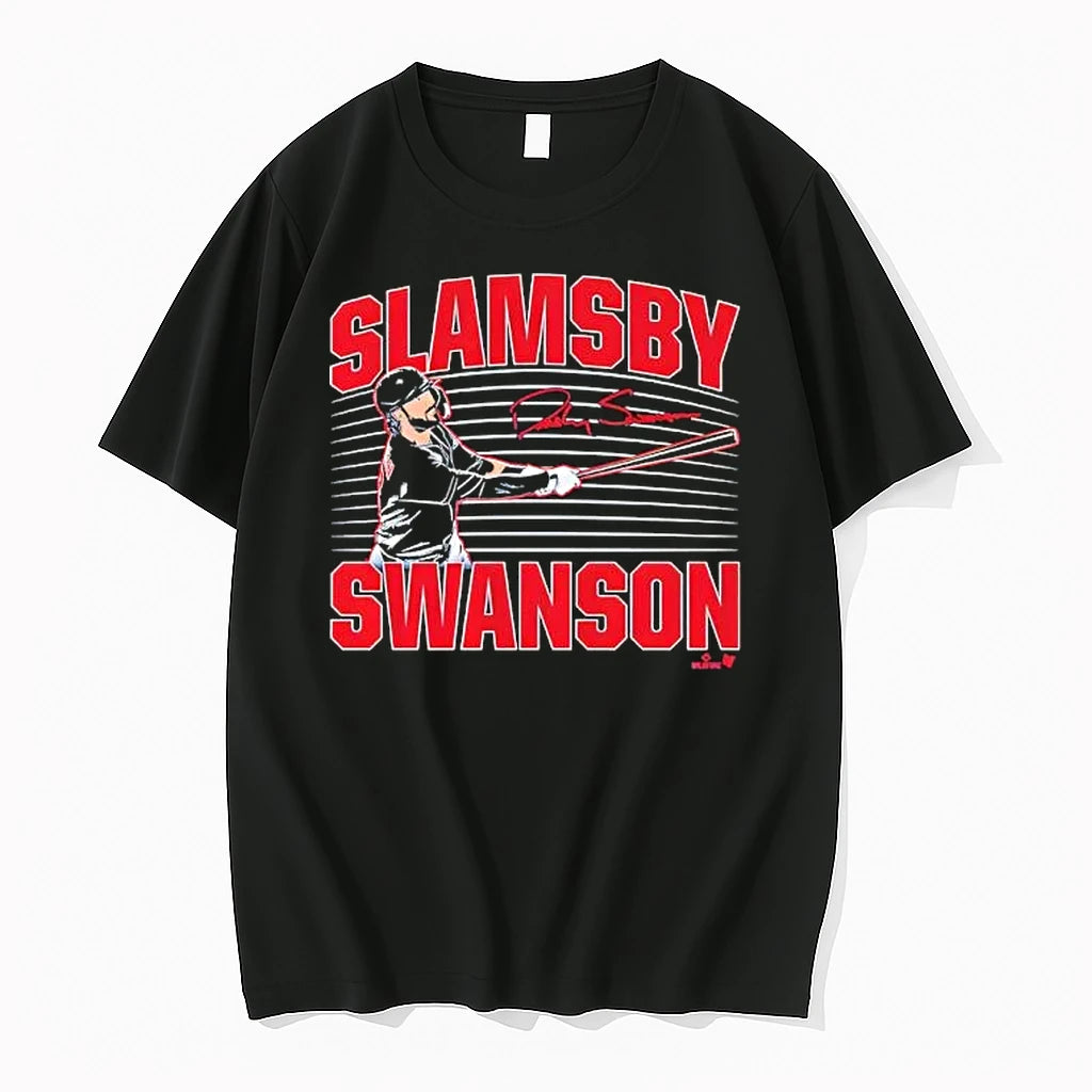 Officials Dansby Swanson Slamsby Signature Chicago Cubs Signature Premium T Shirt