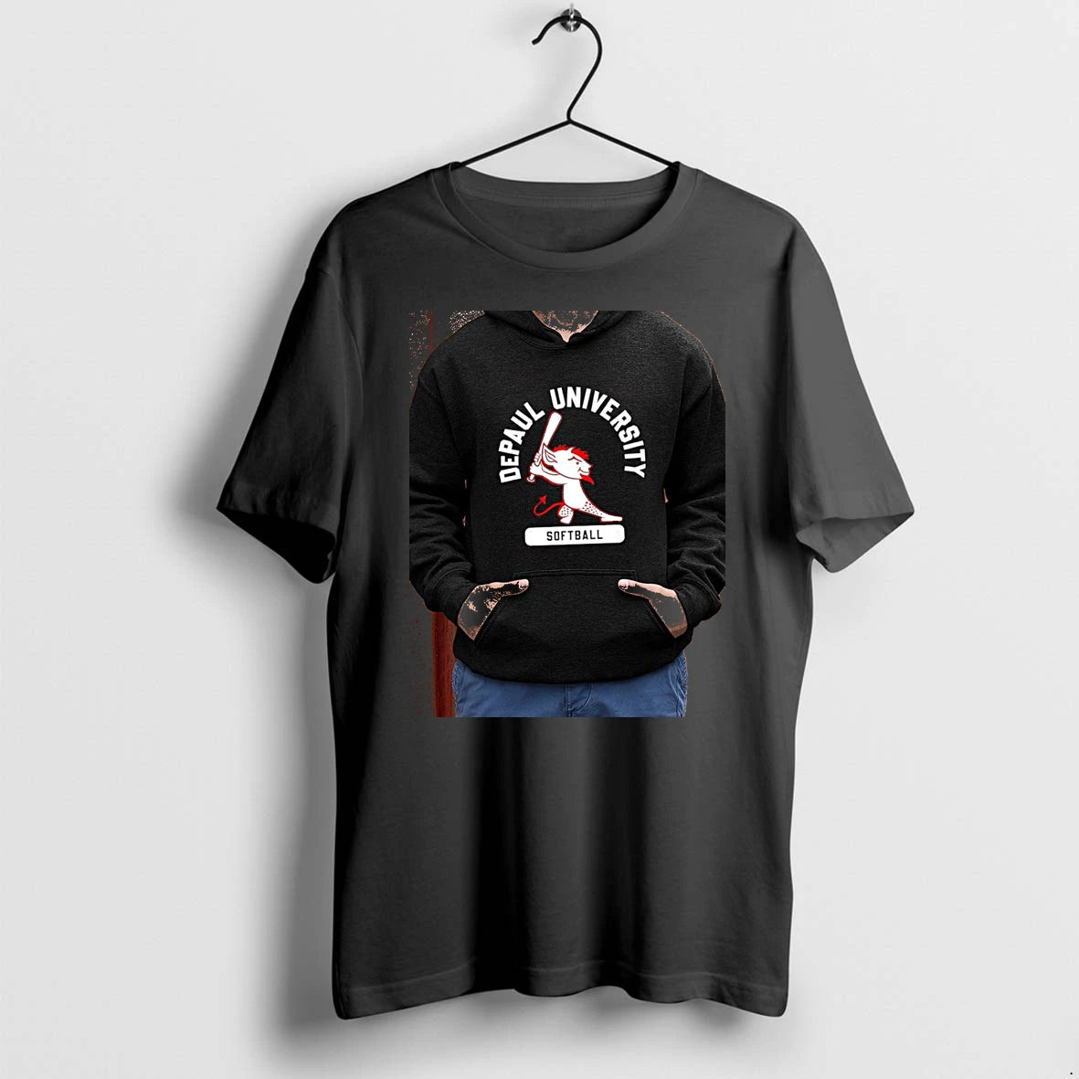 Officials Depaul Blue Demons Billy Softball Curved Mascot Premium T Shirt