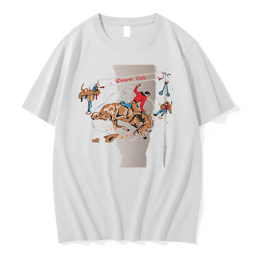 Officials Denver Colo Cowboy Riding A Bucking Bronco White Premium T Shirt
