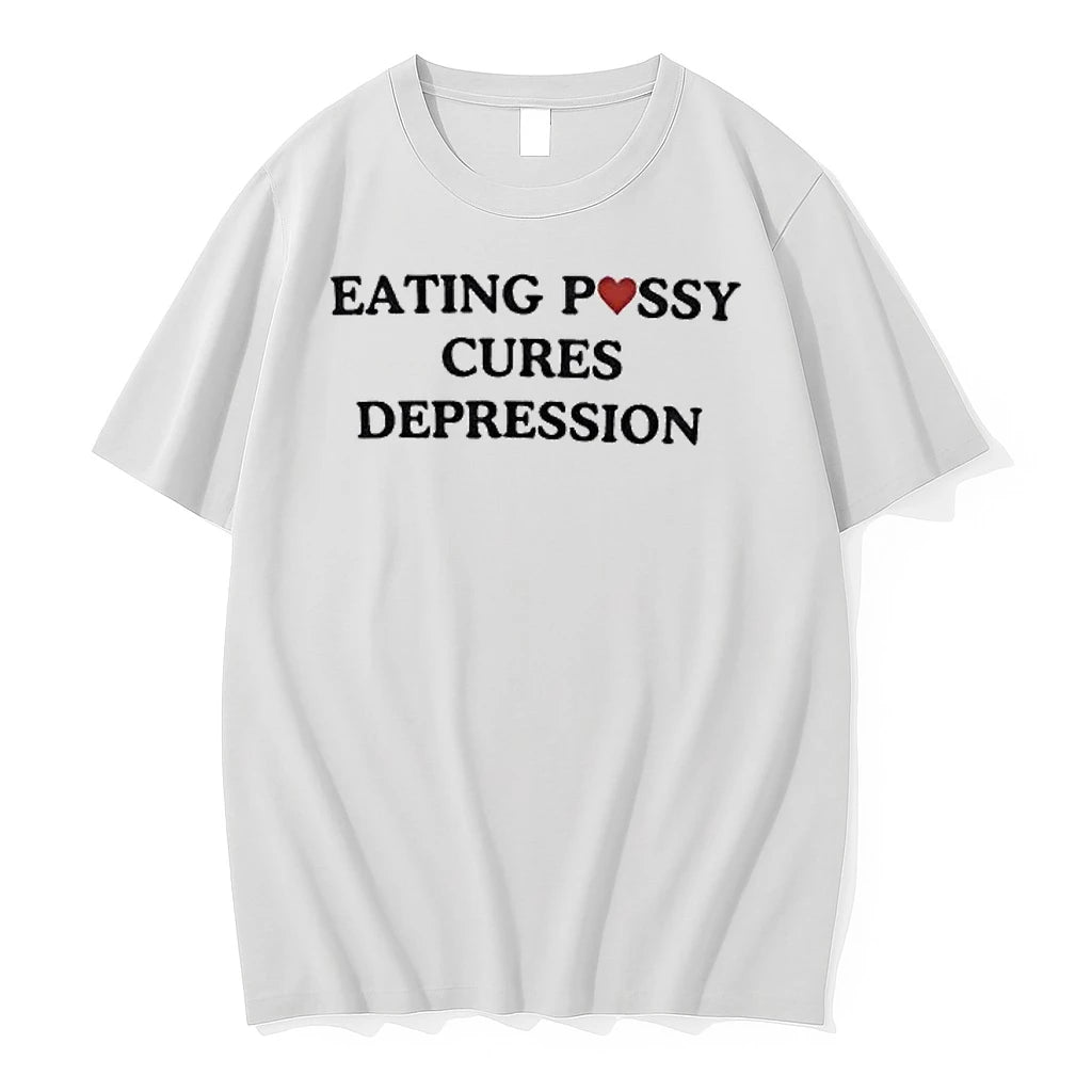 Officials Eating Pussy Cures Depression Heart Slogan Humor Premium T Shirt