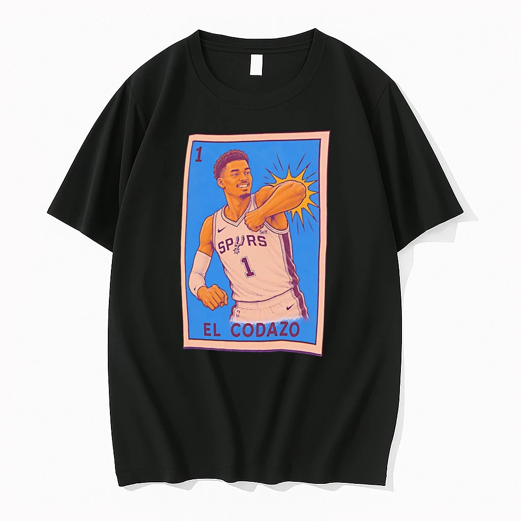 Officials El Codazo San Antonio Spurs Victor Wembanyama Mexican Loteria Card Tee