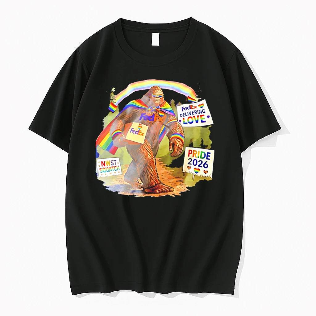 Officials Fedex Delivering Love Bigfoot Pride 2026 Tee Premium T Shirt