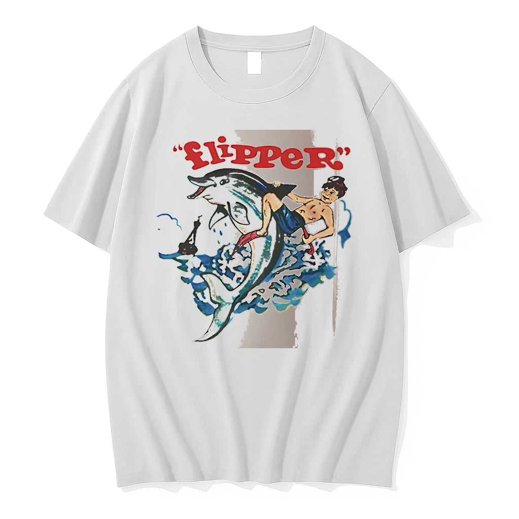 Officials Flipper Dolphin Riding Boy White Premium T Shirt