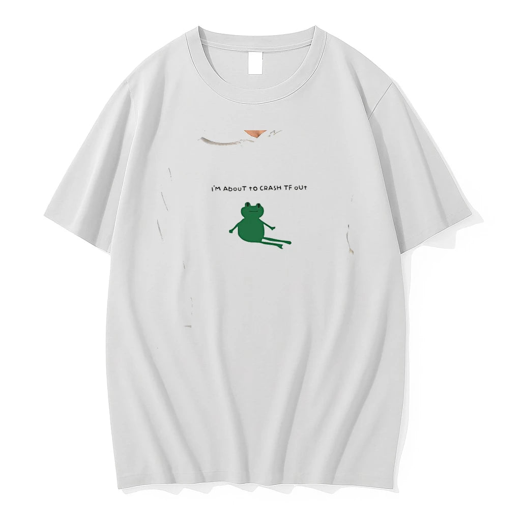 Officials Funny Frog I Am About To Crash Tf Out Meme Premium T Shirt
