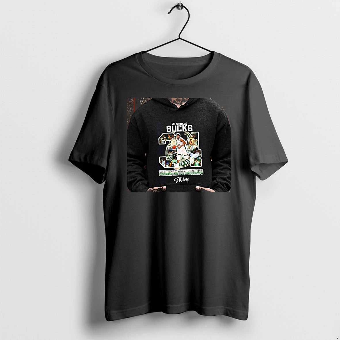 Officials Giannis Antetokounmpo Milwaukee Bucks Number 34 2013 2026 Signature Premium T Shirt