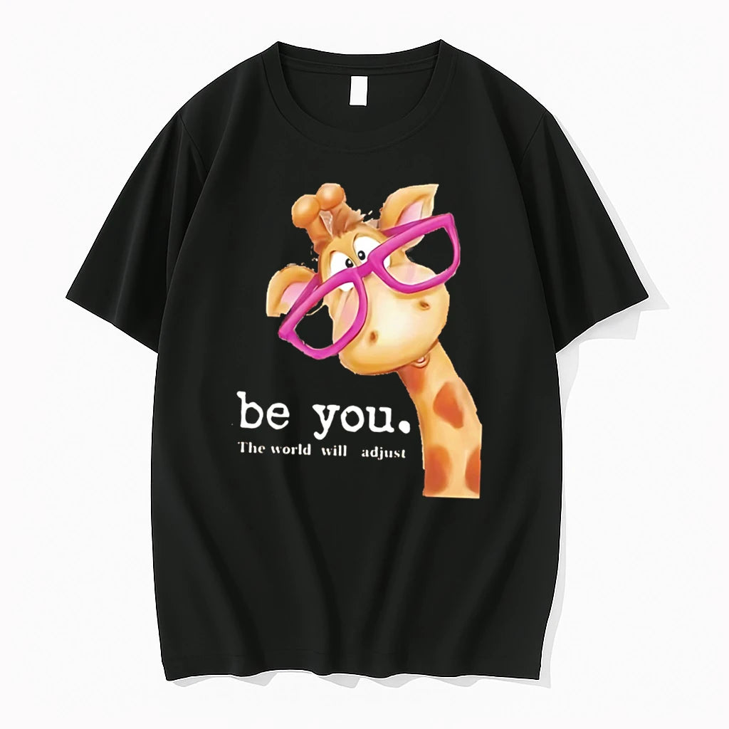 Officials Giraffe With Glasses Be You The World Will Adjust Tee Premium T Shirt