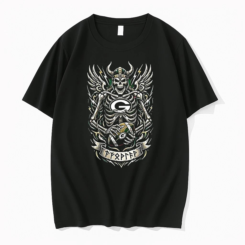 Officials Green Bay Packers Runs In My Blood Mascot Skeleton Black Mens