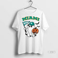 Officials Halloween Ghost Miami Dolphins Football Flag Pumpkin Ladies T Shirts