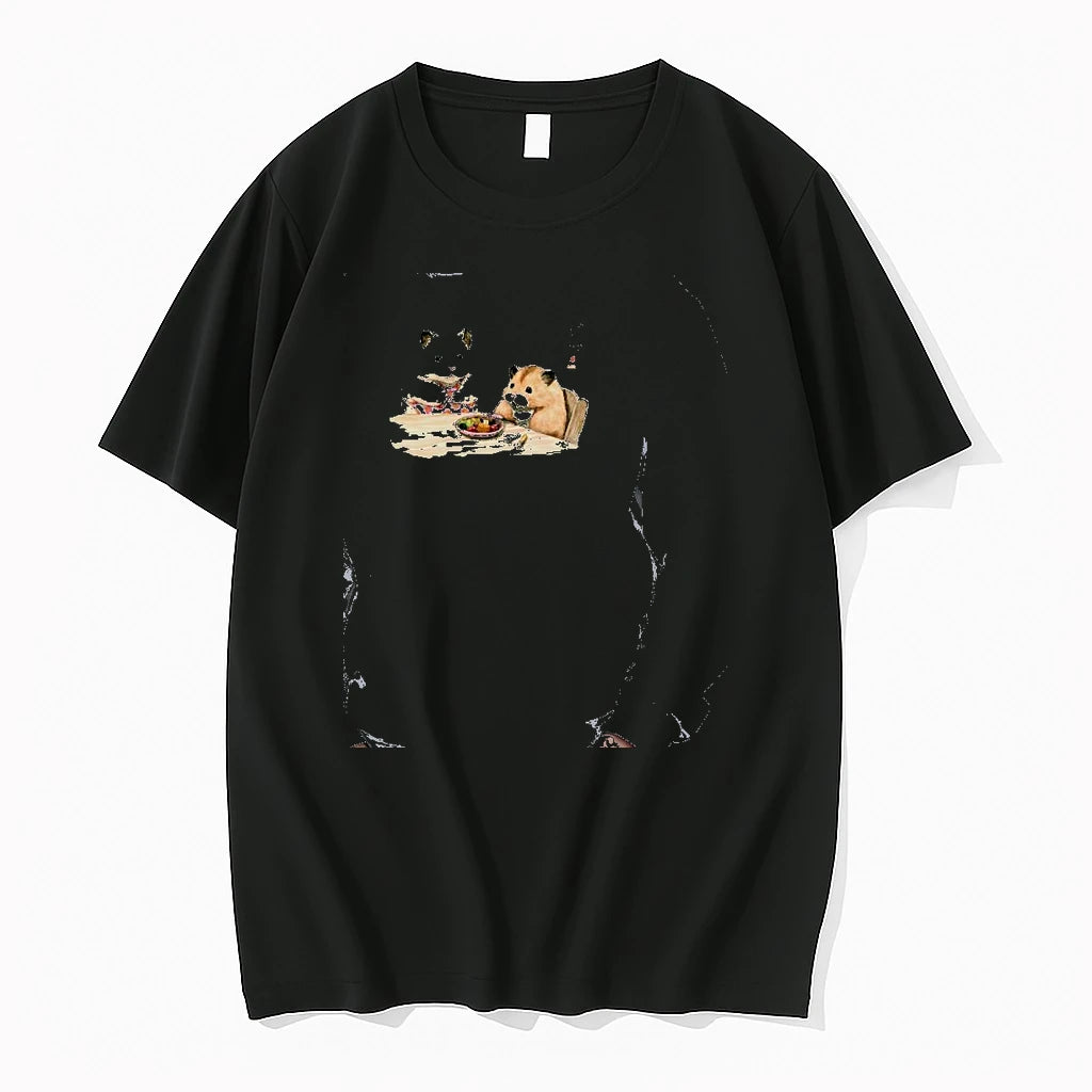 Officials Hamster Pair Dinner Illustration Premium T Shirt