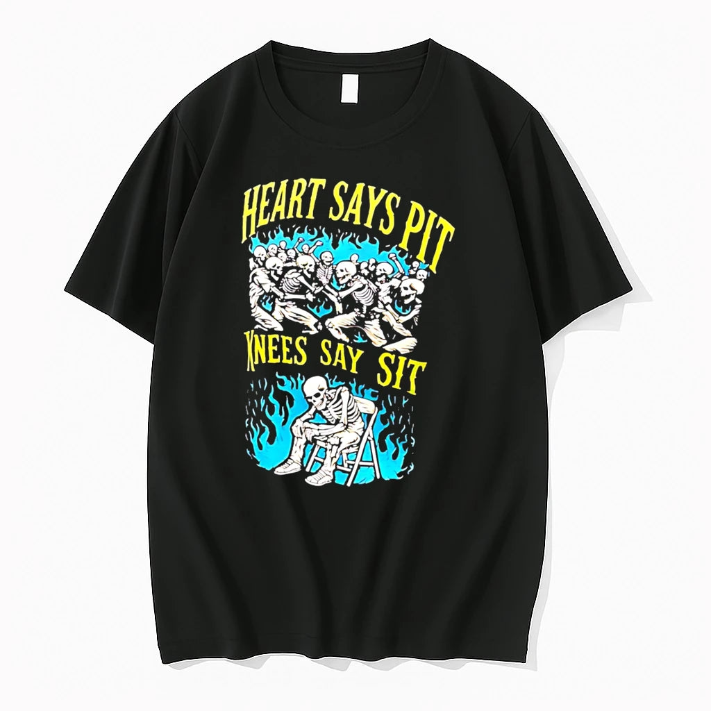 Officials Heart Says Pit Knees Say Sit Skeleton Concert Tee Premium T Shirt