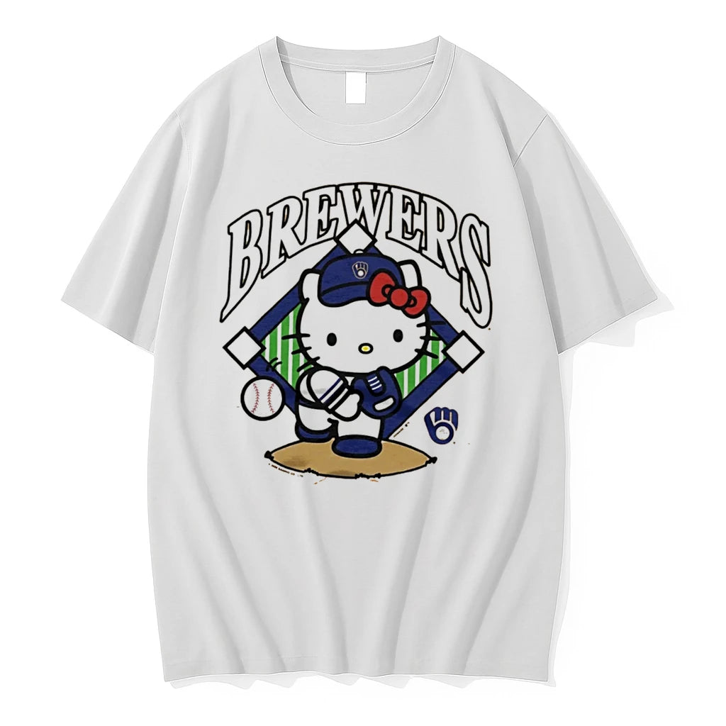 Officials Hello Kitty Milwaukee Brewers Pitcher Mlb Player Cartoon Tee Premium T Shirt