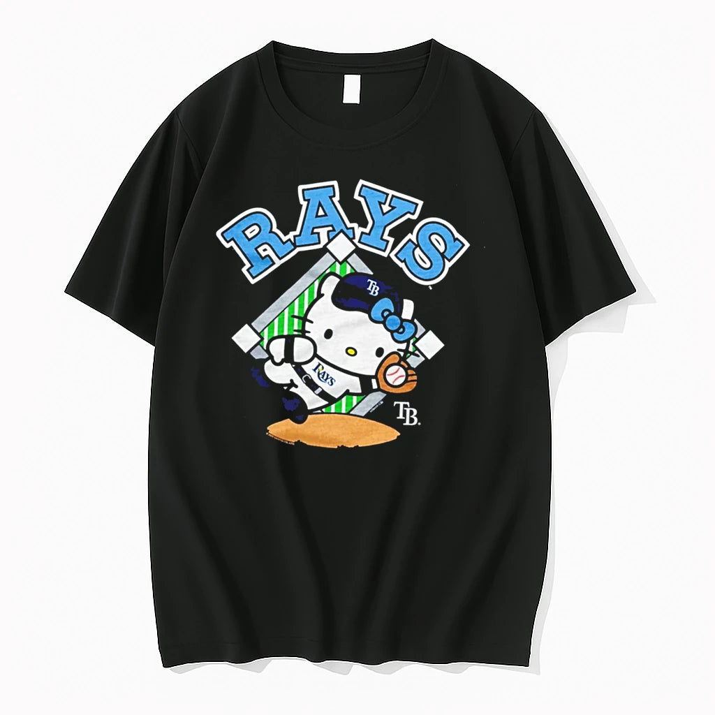 Officials Hello Kitty Tampa Bay Rays Baseball Catch Mlb Player Cartoon Tee