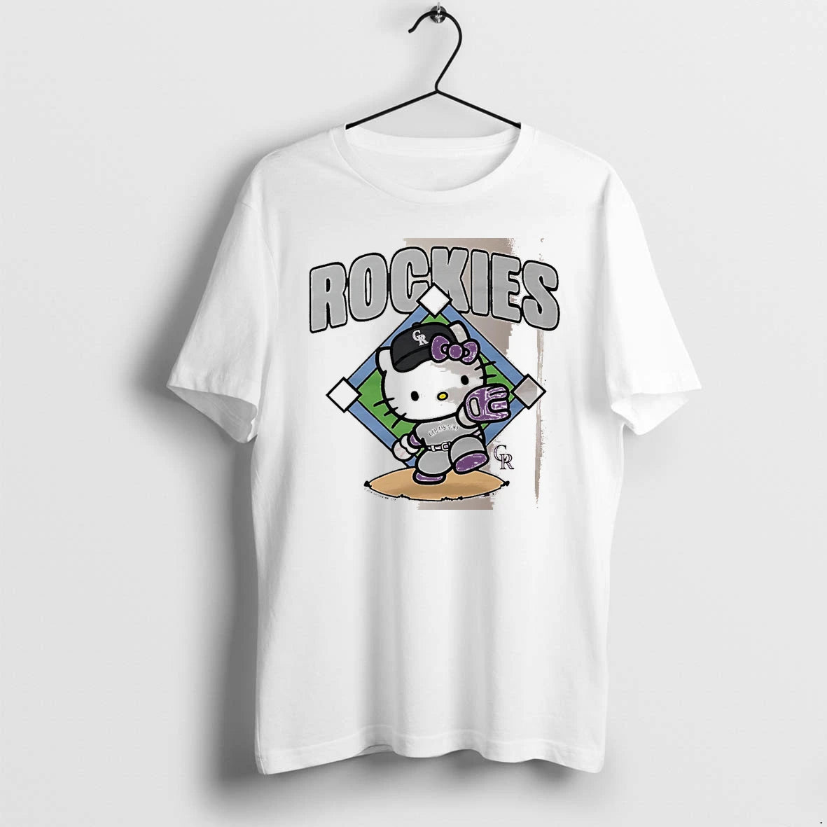 Officials Hello Kitty X Colorado Rockies Throw White Premium T Shirt