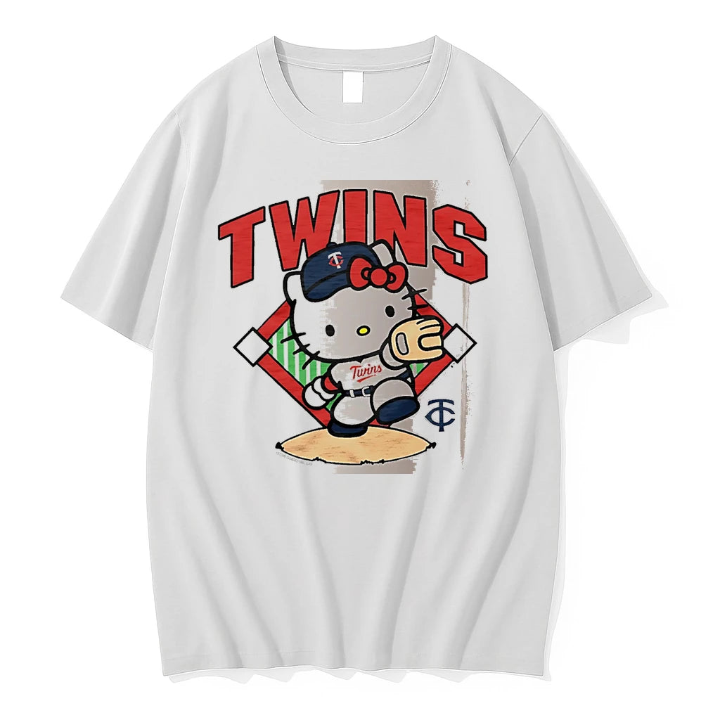 Officials Hello Kitty X Minnesota Twins Throw White Premium T Shirt