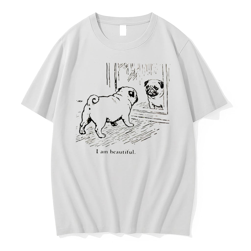 Officials I Am Beautiful Pug Looking In Mirror Dog Tee Premium T Shirt