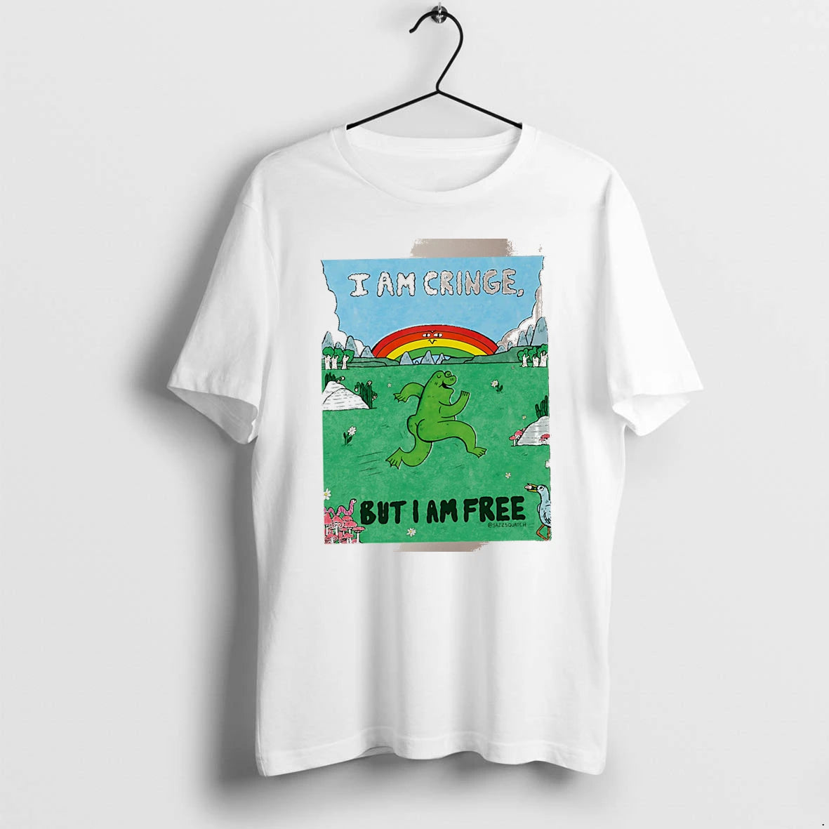 Officials I Am Cringe But I Am Free Frog Running White Premium T Shirt