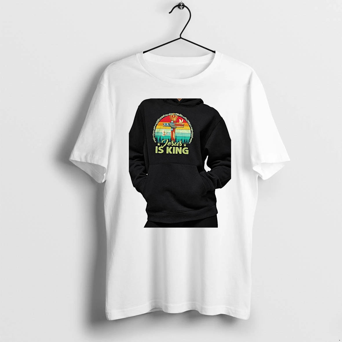 Officials Jesus Is King Crown Of Thorns Christian Premium T Shirt