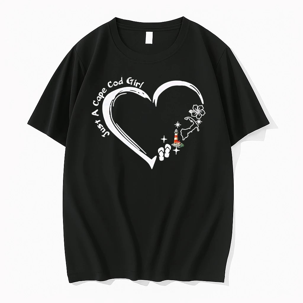 Officials Just A Cape Cod Girl With Lighthouse And Flip Flops Tee