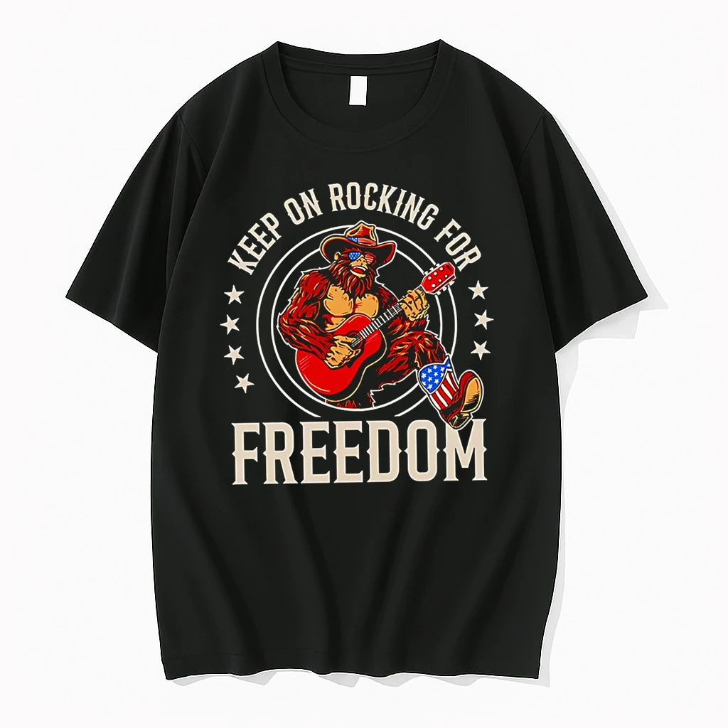 Officials Keep On Rocking For Freedom Bigfoot With Guitar Usa Flag Boot