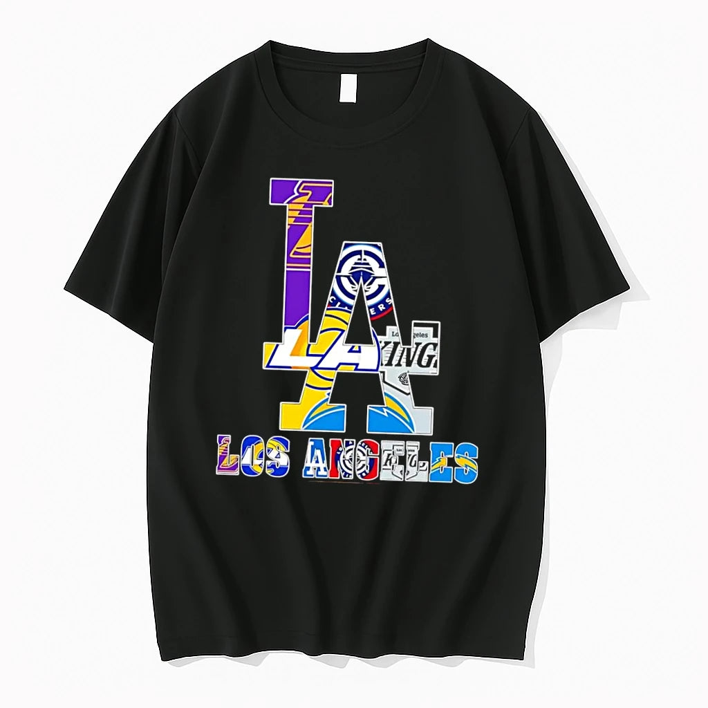 Officials La Los Angeles Sports Teams Logos Black Premium T Shirt