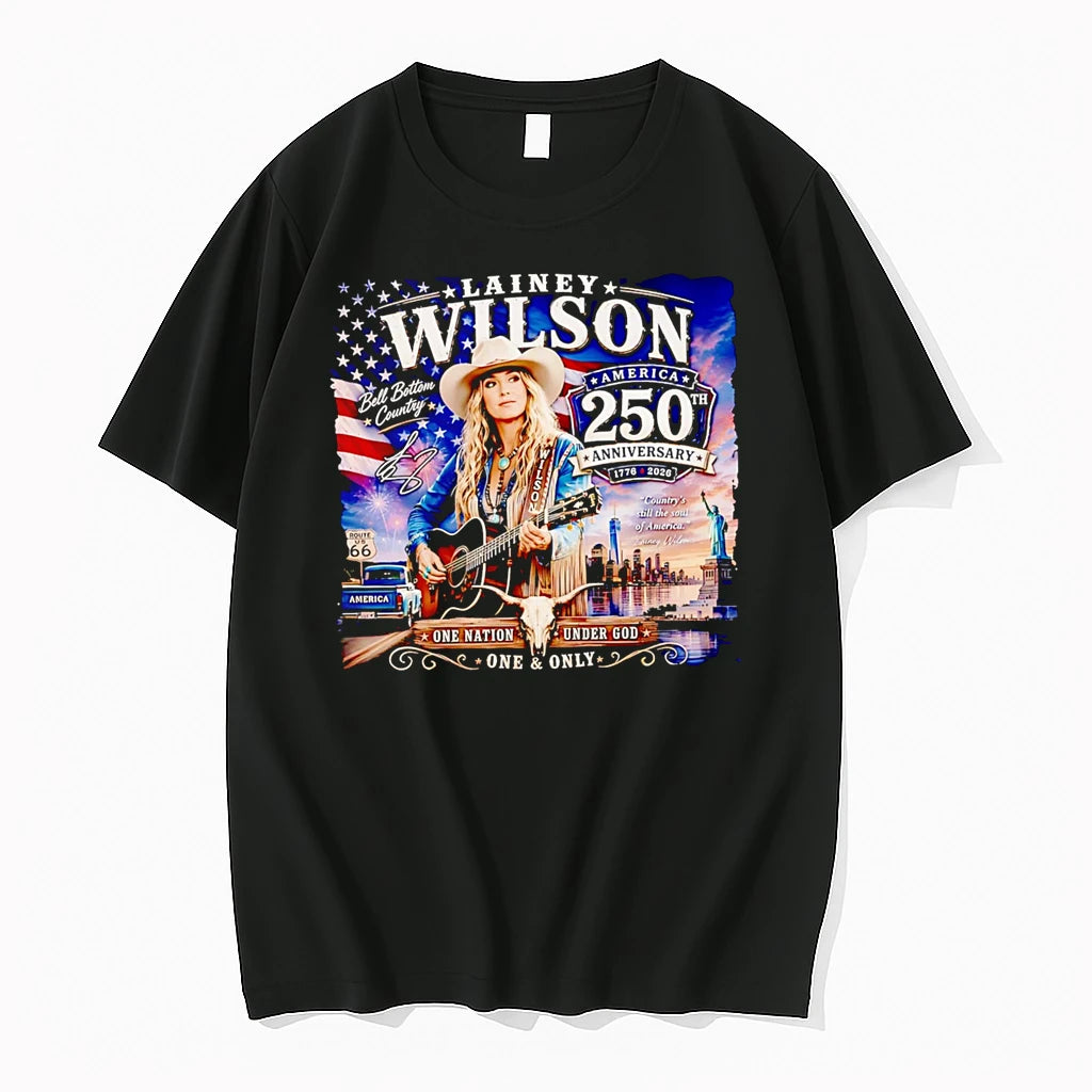 Officials Lainey Wilson Bell Bottom Country America 250th Anniversary Premium T Shirt
