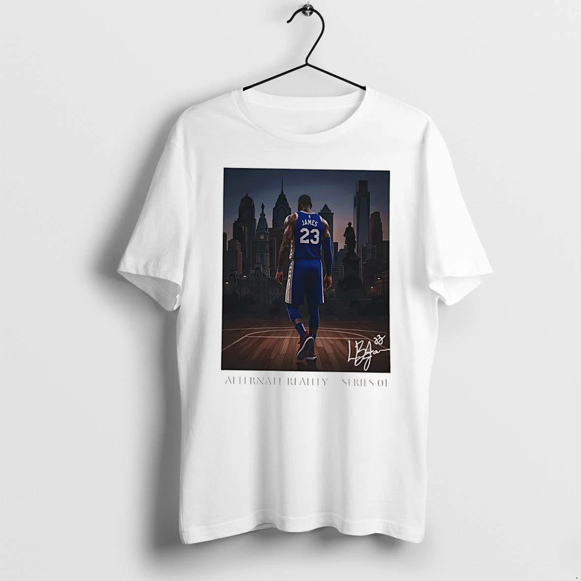 Officials Lebron James 76ers City Night Alternate Reality Series Signature Tee Premium T Shirt