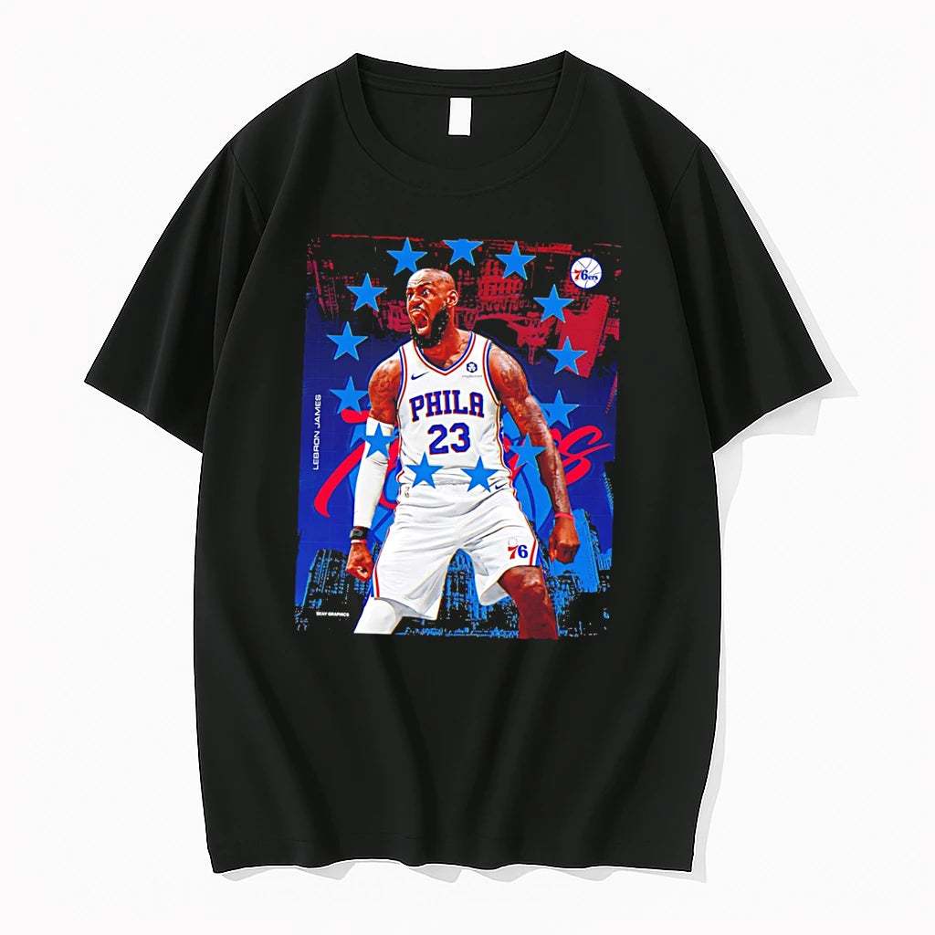 Officials Lebron James Philadelphia 76ers No 23 Jersey Tee Premium T Shirt
