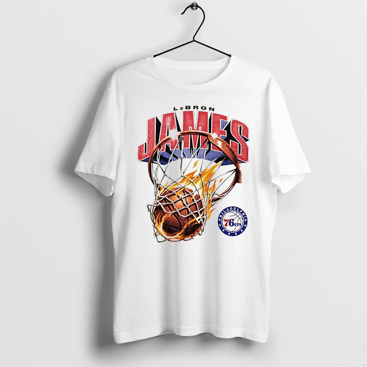 Officials Lebron James Philadelphia 76ers On Fire Tee Premium T Shirt
