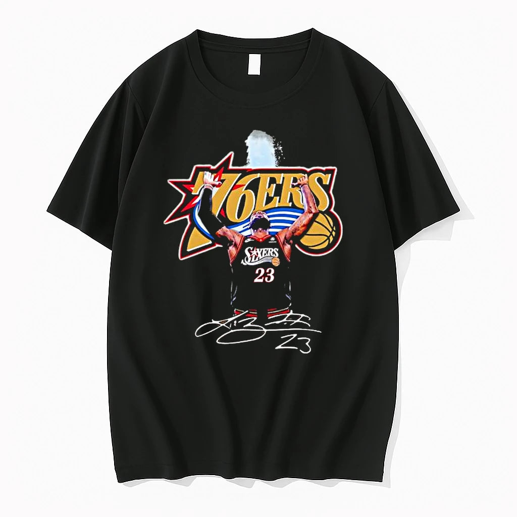 Officials Lebron James Philadelphia 76ers Logo Signature Premium T Shirt