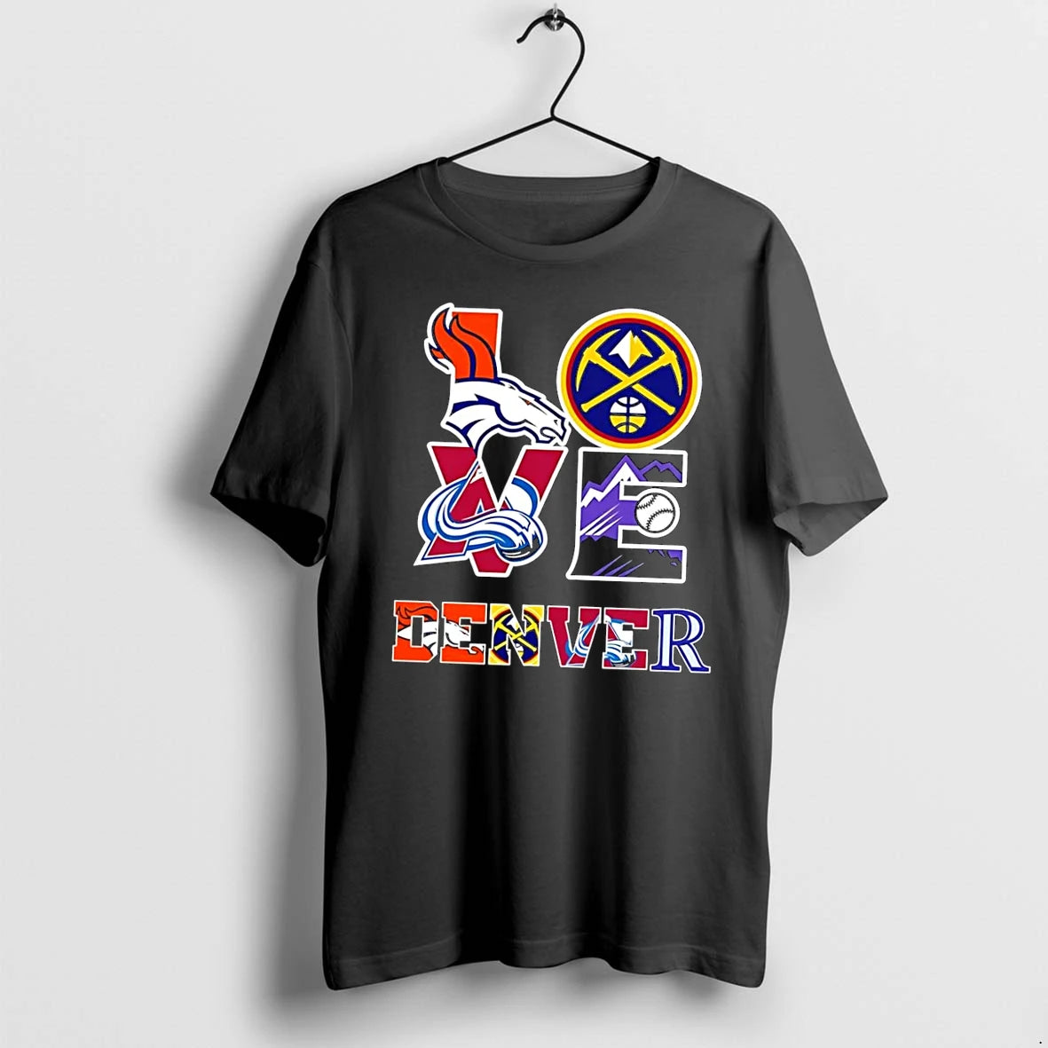 Officials Love Denver Sports Teams Logos Black Premium T Shirt
