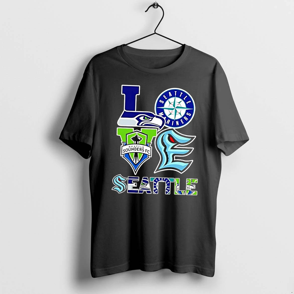 Officials Love Seattle Seahawks Mariners Sounders Fc Kraken Black Premium T Shirt