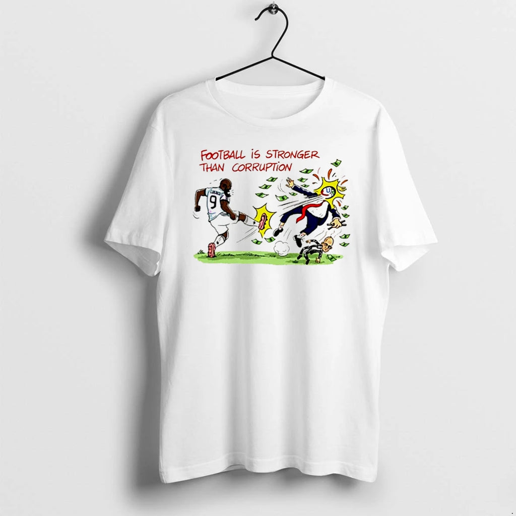 Officials Lukaku And Donald Trump Football Is Stronger Than Corruption Tee Premium T Shirt