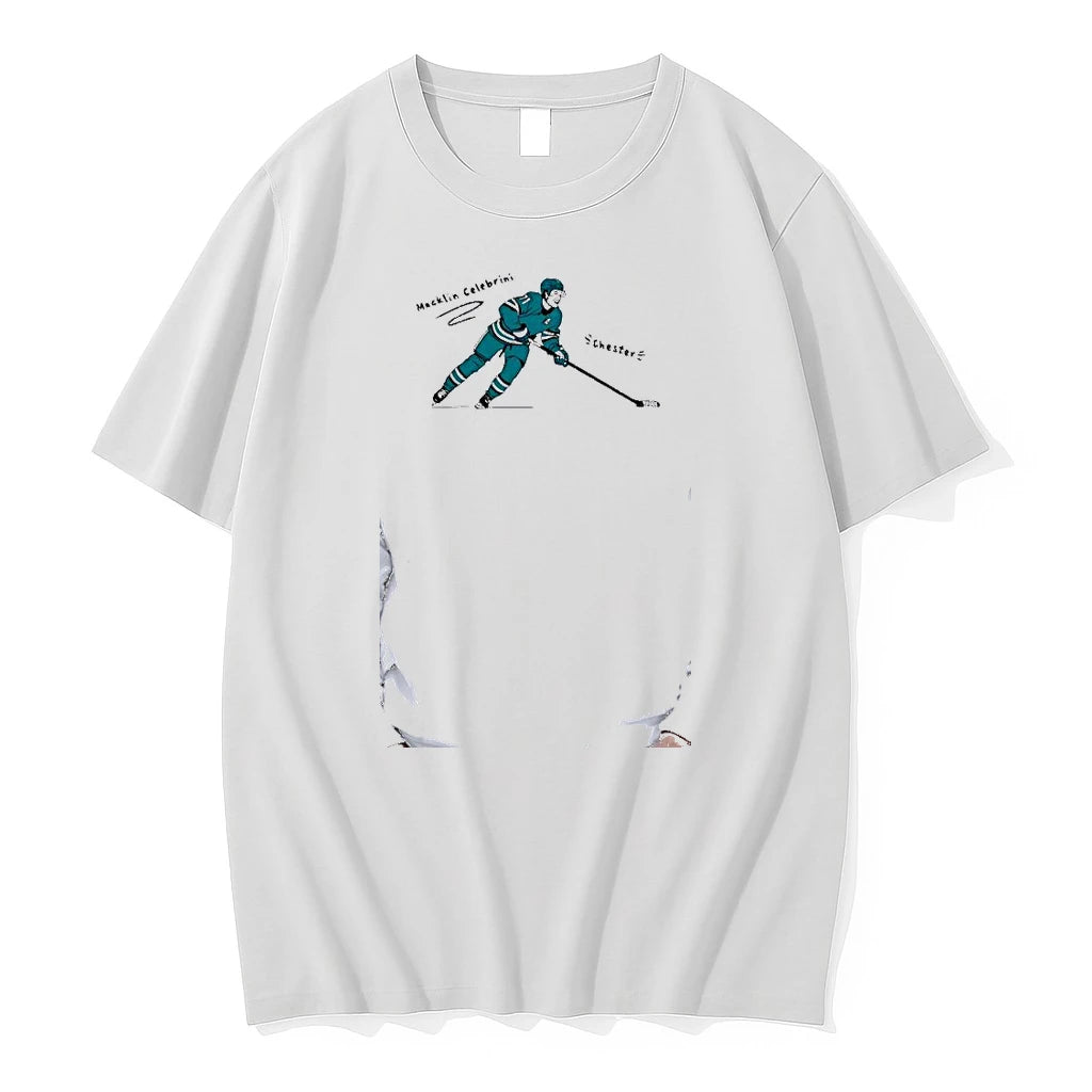 Officials Macklin Celebrini San Jose Sharks Chester Hockey Player Illustration Premium T Shirt