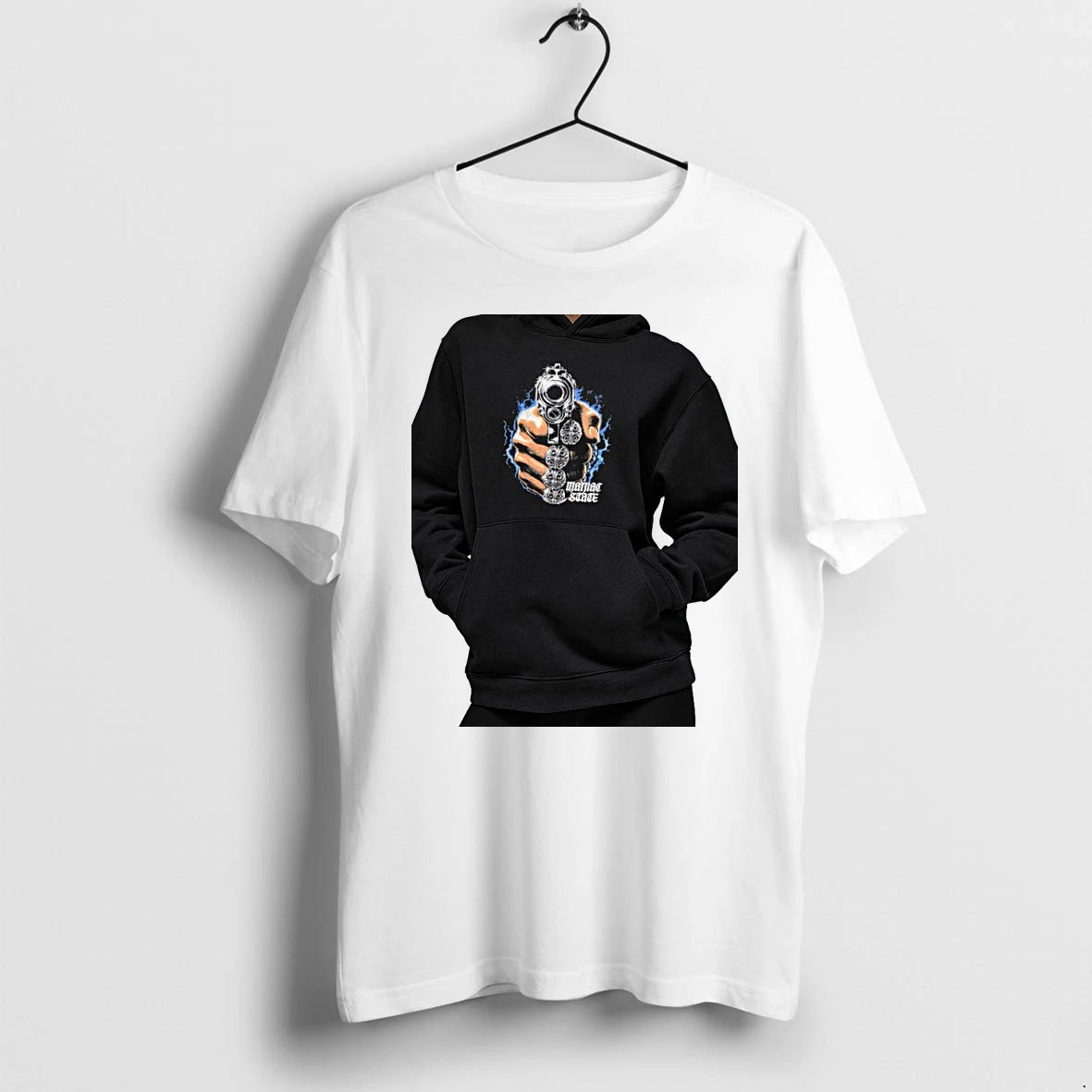 Officials Maniac State Handgun Fist Chrome Cross Rings Premium T Shirt