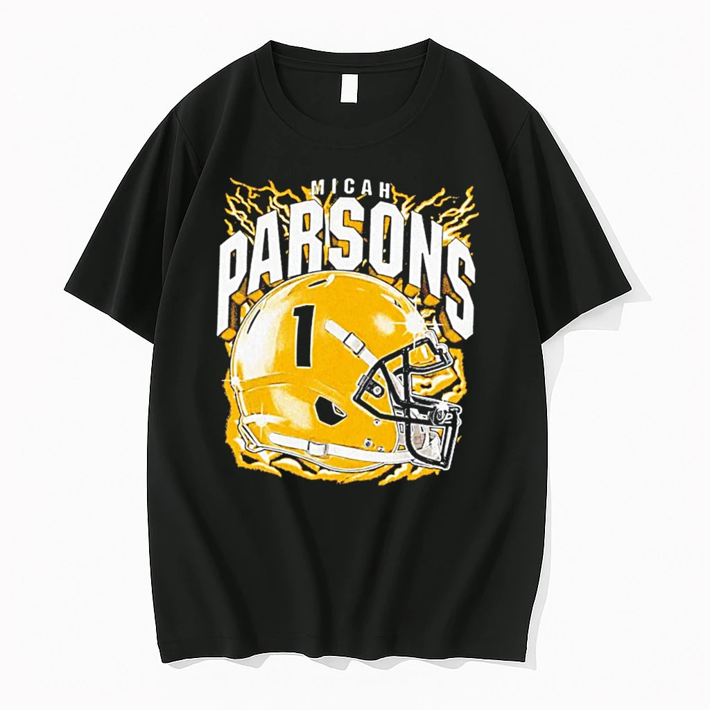 Officials Micah Parsons No 1 Dallas Cowboys Retro Helmet Tee Premium T Shirt