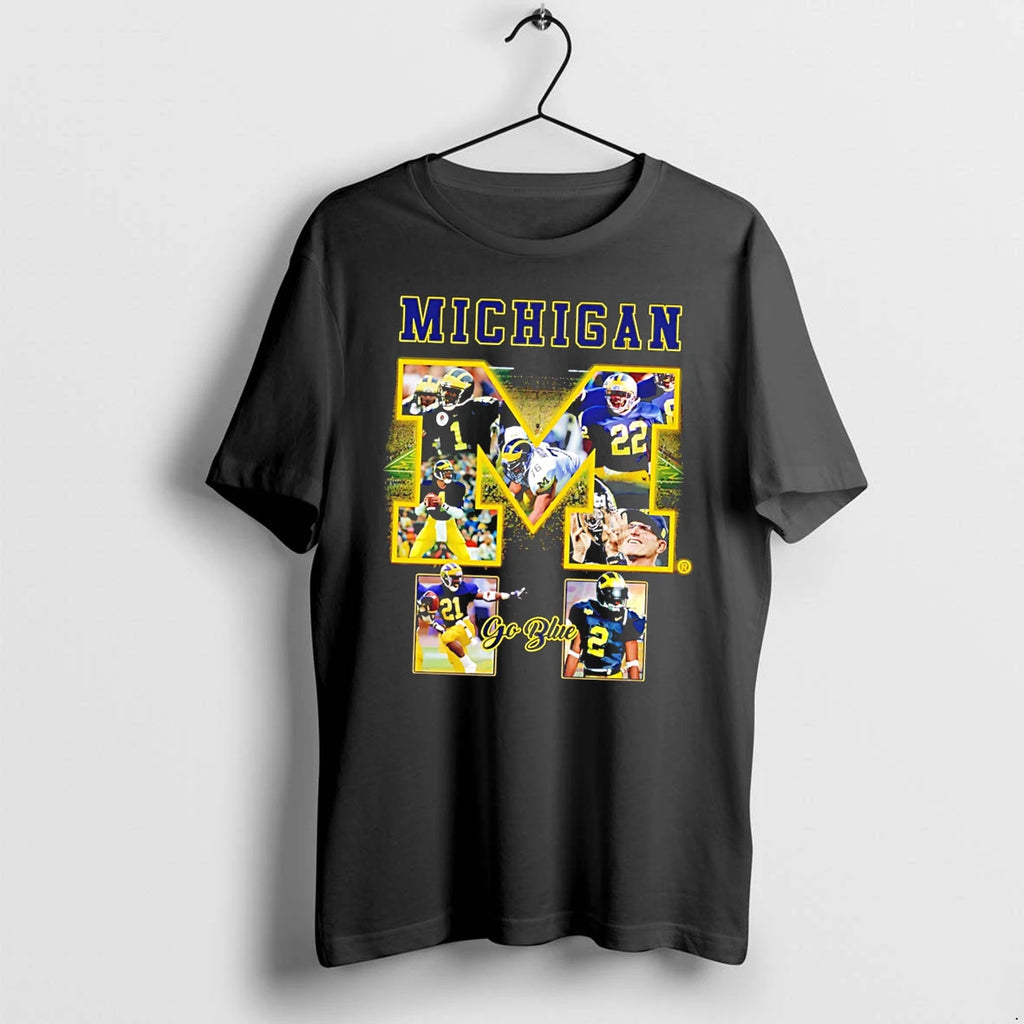 Officials Michigan Wolverines Go Blue Football Team Collage Tee Premium T Shirt