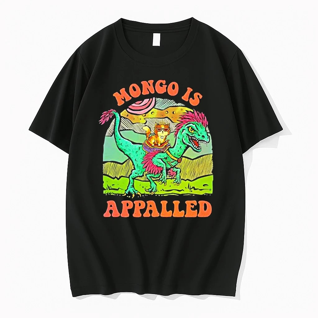 Officials Mongo Is Appalled Cat Riding Raptor Dinosaur Premium T Shirt