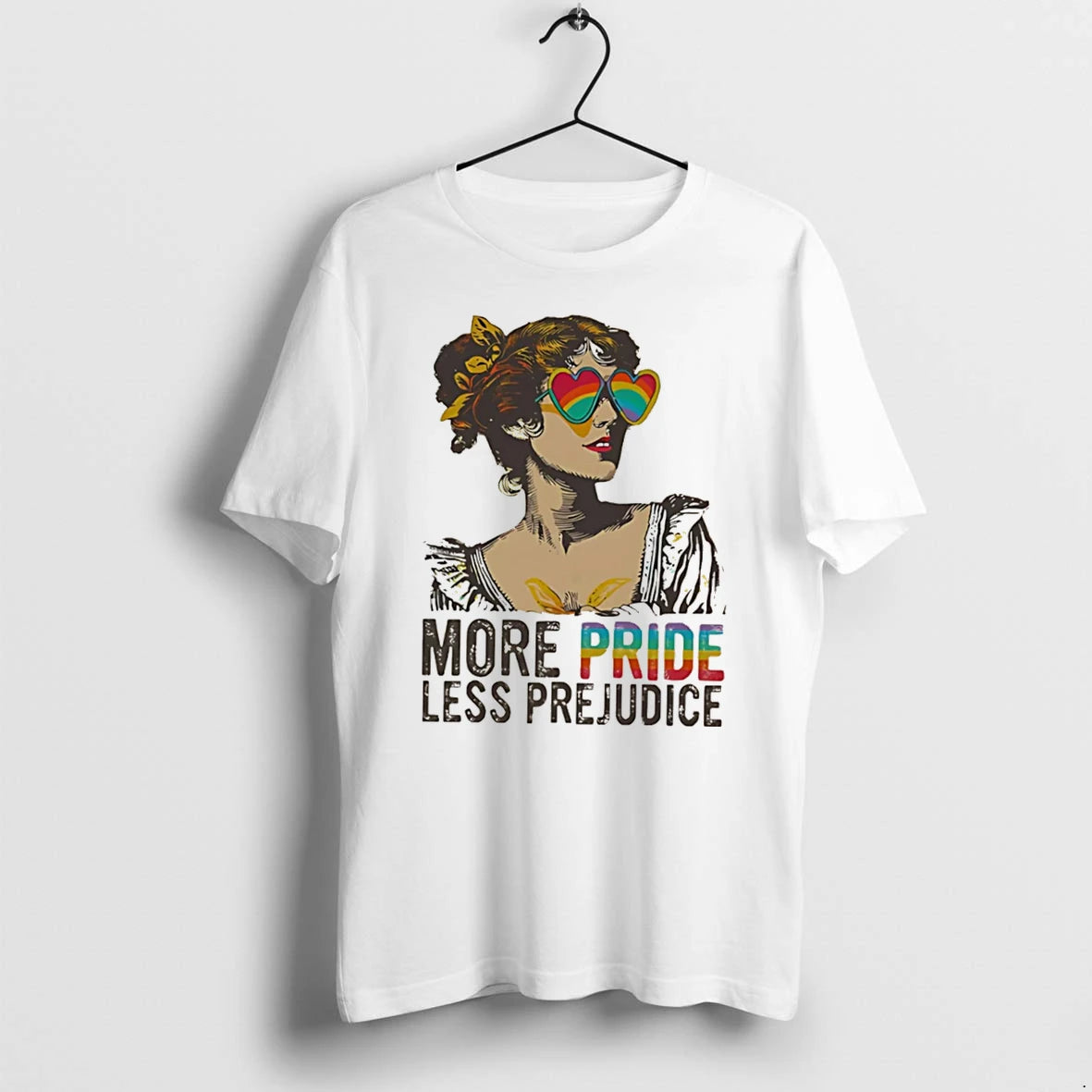 Officials More Pride Less Prejudice Lgbtq Rainbow Heart Sunglasses Tee Premium T Shirt