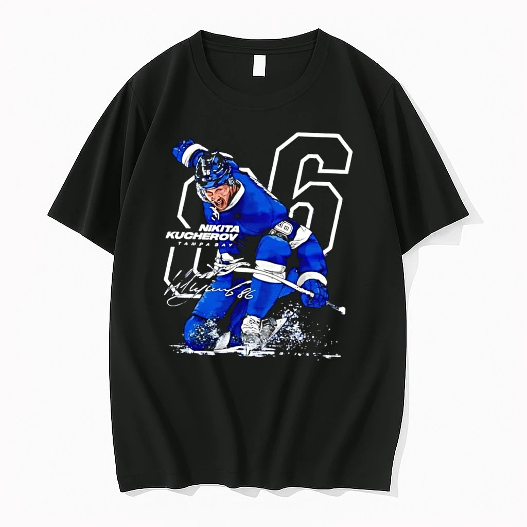 Officials Nikita Kucherov Signature Tampa Bay Hockey Player Black Premium T Shirt