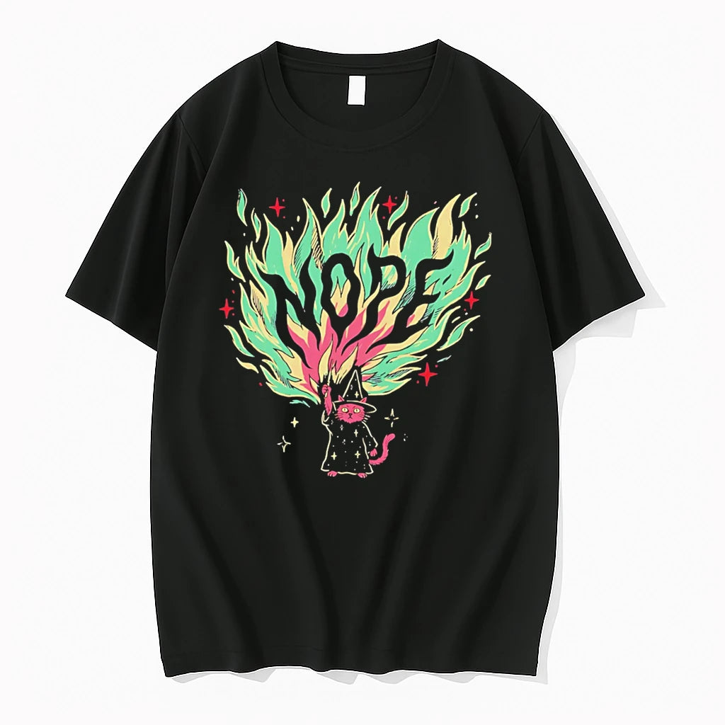Officials Nope Cat Wizard Magical Fire Spell Wizardry Tee Premium T Shirt
