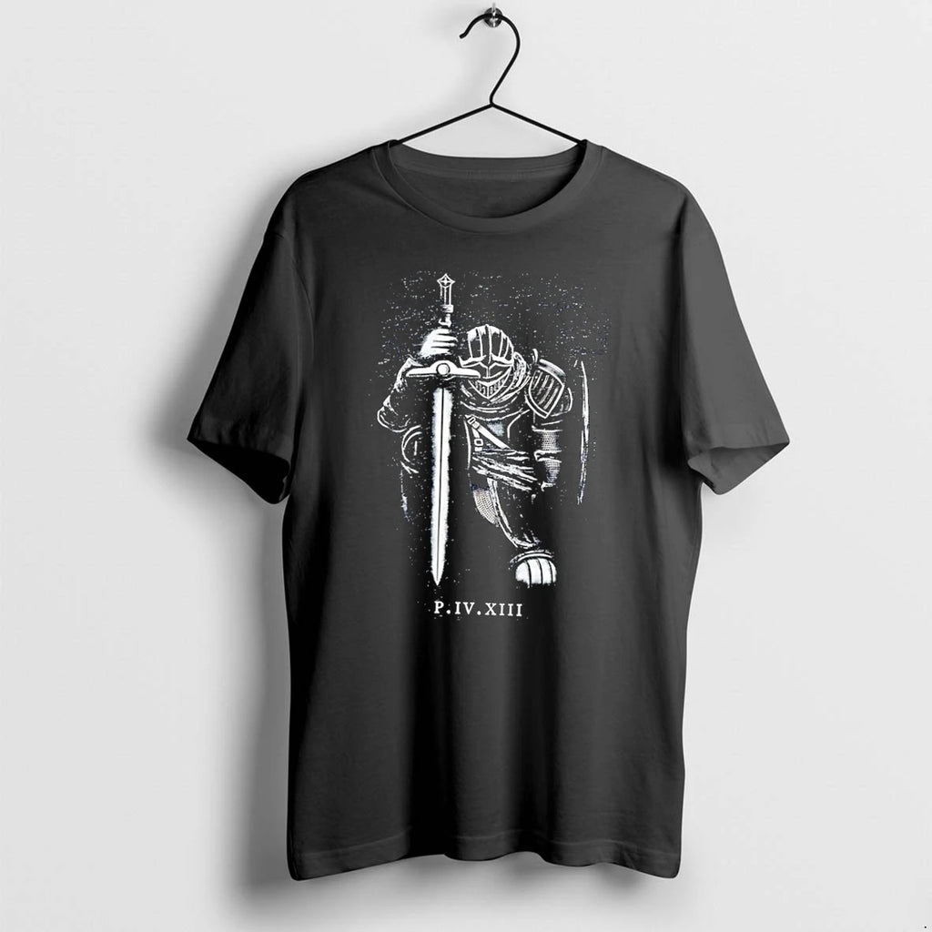 Officials P Iv Xiii Kneeling Knight Vigilant Sword Guardian Black Premium T Shirt