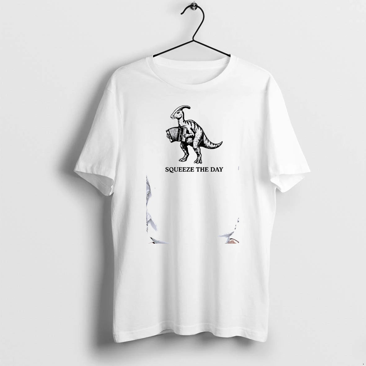 Officials Parasaurolophus Dinosaur Squeeze The Day Playing Accordion Premium T Shirt