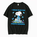 Officials Peanuts Snoopy I Wear Blue For Diabetes Awareness Black Premium T Shirt
