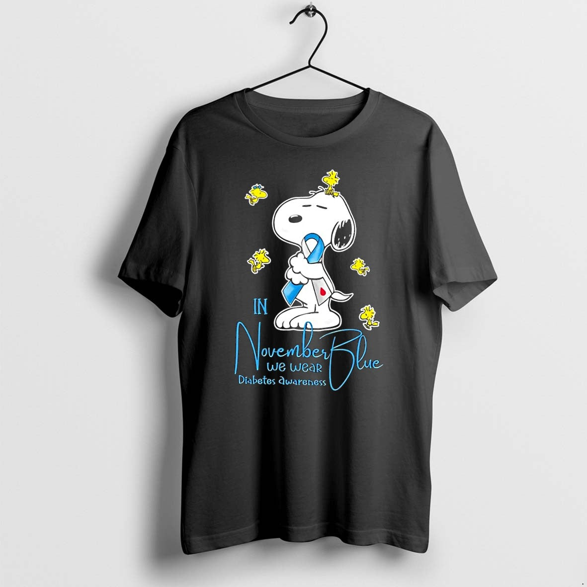 Officials Peanuts Snoopy Woodstock Diabetes Awareness November We Wear Black Premium T Shirt
