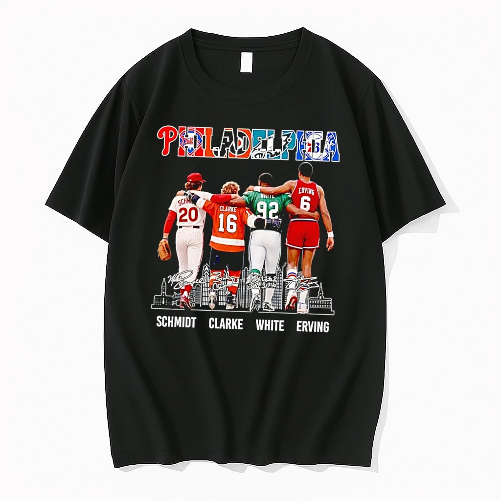 Officials Philadelphia Team Logos Sports Legends Schmidt Clarke White Erving Black Premium T Shirt